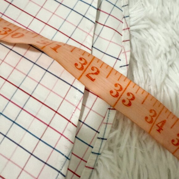 Men Thomas Pink Button Up Plaid Long Sleeve Shirt in Light Pink Size 17.5 - Picture 6 of 8